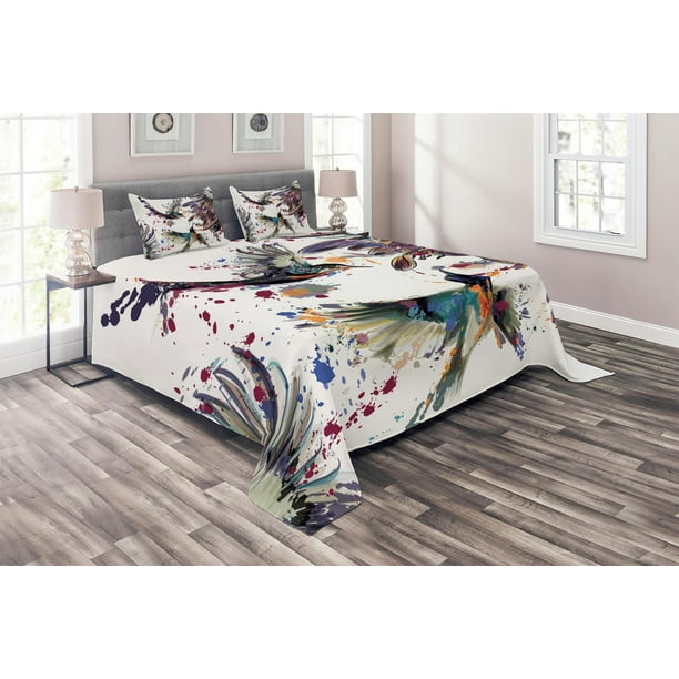 Paint Strokes Splashes Print Art Quilted Bedspread /& Pillow Shams Set